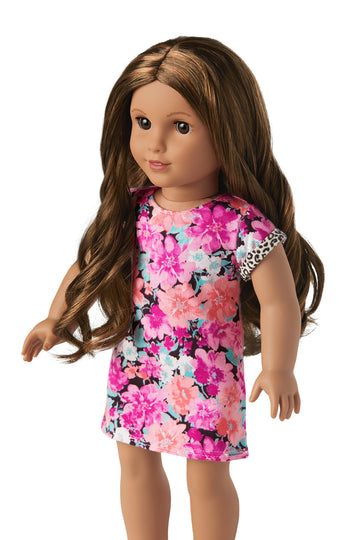 American Girl Truly Me 18-Inch Doll #117 With Brown Eyes, Dark-Brown Hair W/Highlights, Tan Skin, T-Shirt Dress, For Ages 6+