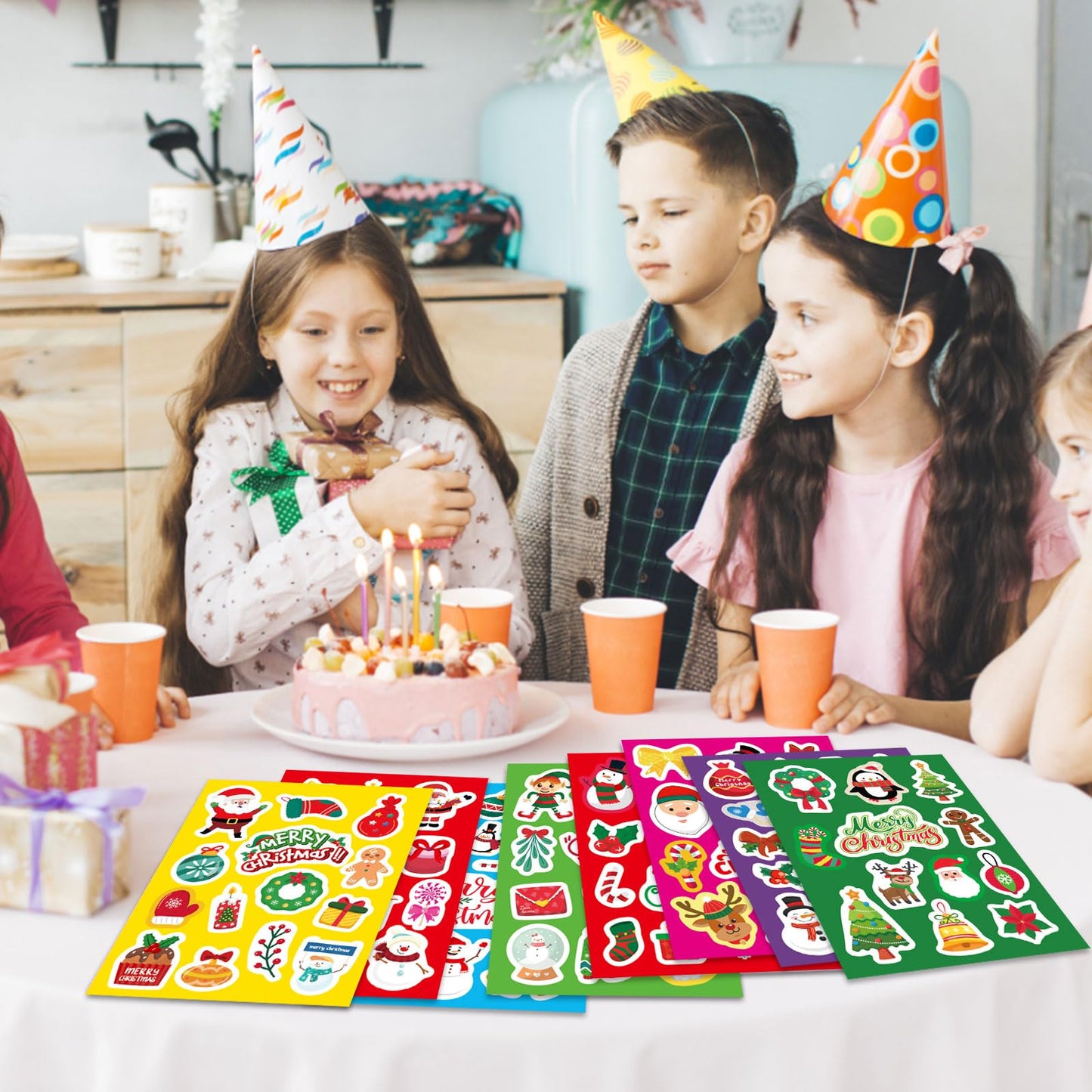 Christmas Stickers For Kids, Merry Christmas Theme Stickers Non-Repeating, Xmas Winter Holiday Party Stickers, Christmas Goodie