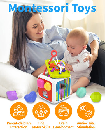 Kecristv Montessori Toys For 1 Year Old Girls Boys, Baby Sorter Toys Learning Activity Cube, 1 Year Old Girl Boy Birthday Gifts,