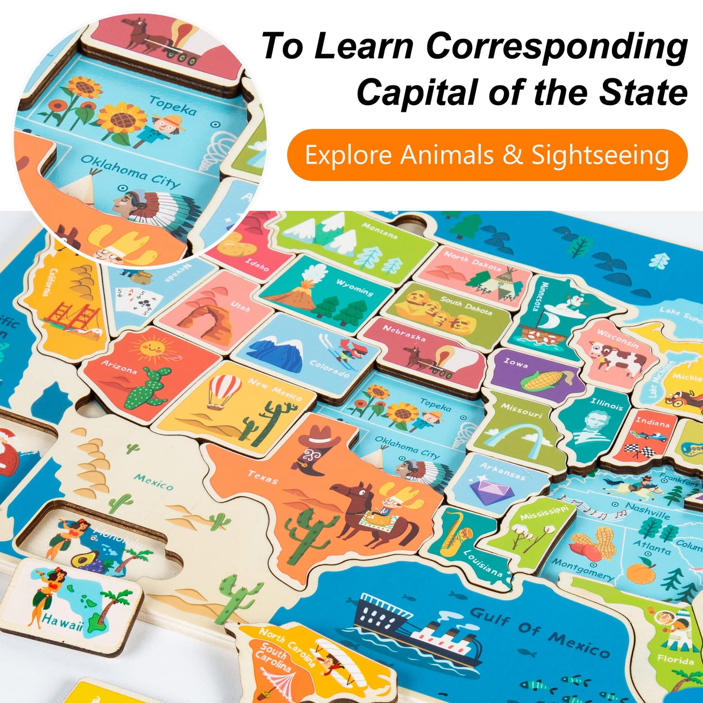 2 Pack Puzzles For Kids Ages 4-6, Wooden Puzzles For Toddlers, Busy Board, Map Jigsaw Puzzle Educational Wood Floor Puzzle, World Usa Maps Puzzles Toy Gift For Boys And Girls (Us & World Map)