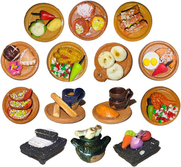 JDProvisions Miniature Mexican Fiesta Clay Pretend Food Decorations Arts Day of The Dead Offerings Dia De Los Muertos Ofrendas C