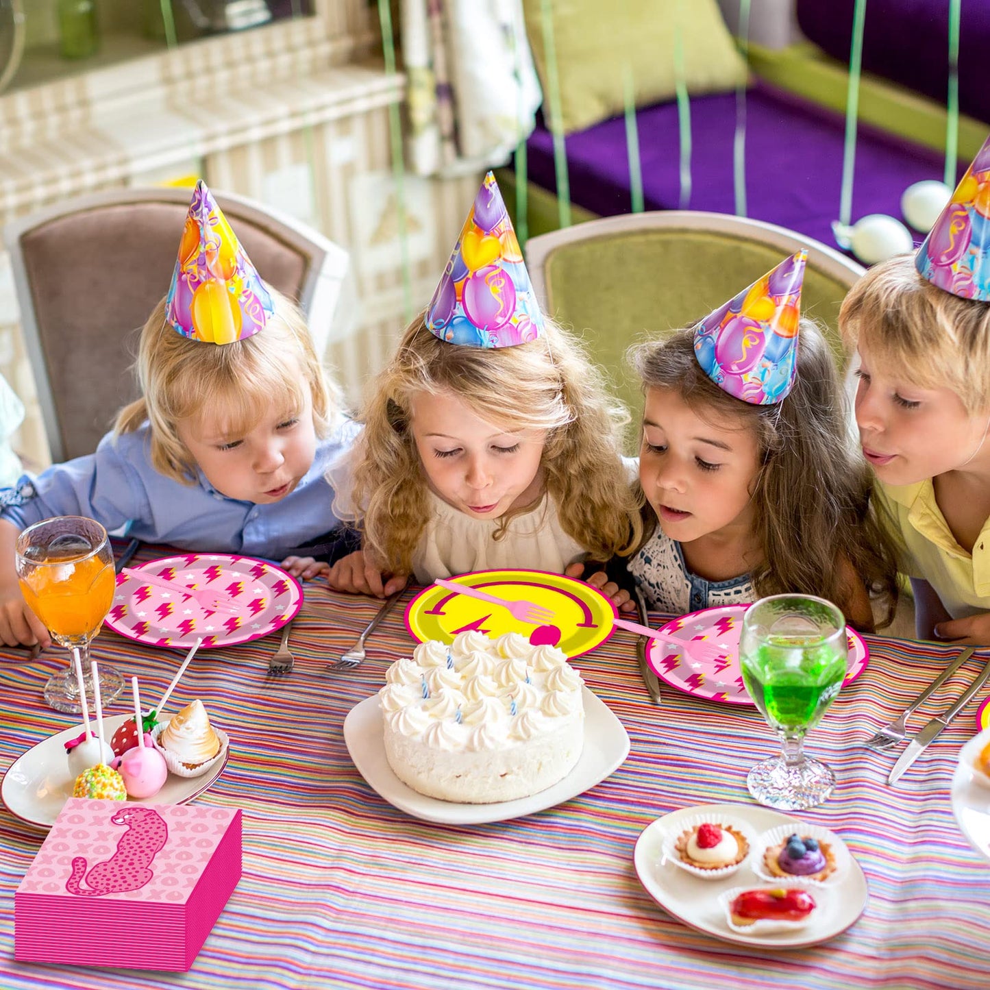Qyeahkj 25 Guests Preppy Party Plates Napkins Forks Supplies Set Disposable Tableware Paper Plates Dinnerware Y2K Girl Bachelore
