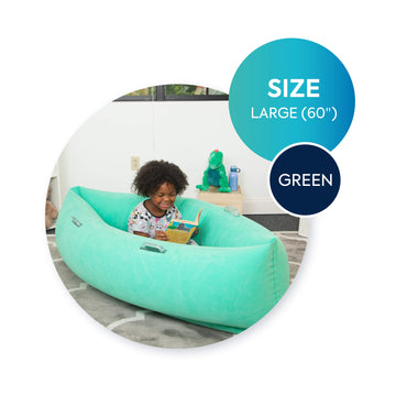 Bouncyband Medium Comfy Peapod Sensory Chair - Green 60 - Fun Inflatable Peapod Chair Provides Therapeutic Sensory Relief and Compression for Kids Ages 6-12 Includes Electric Air Pump