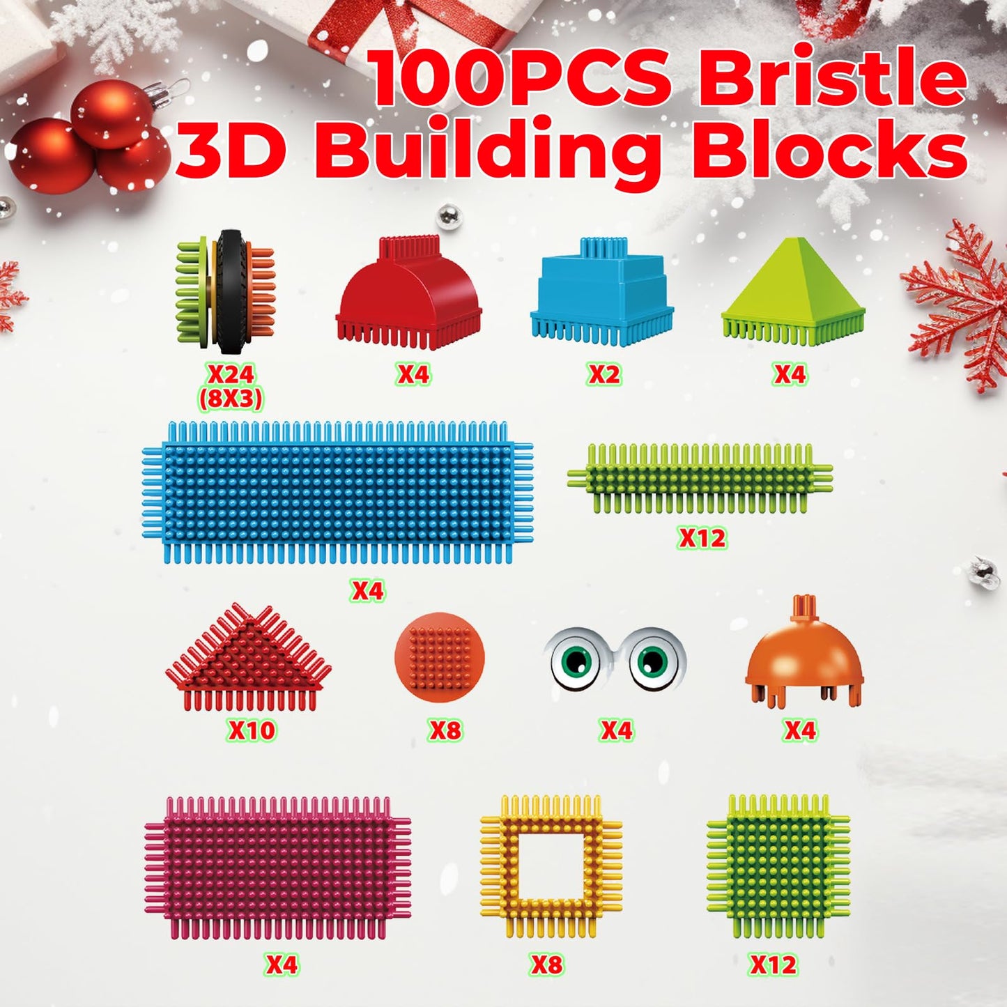 Contixo Stem Building Toys, St6 100 Pcs Bristle Shape 3D Tiles Set Construction Learning Stacking Educational Block, Creativity Beyond Imagination, Inspirational, Recreational Toy For Kids Ages 3-8