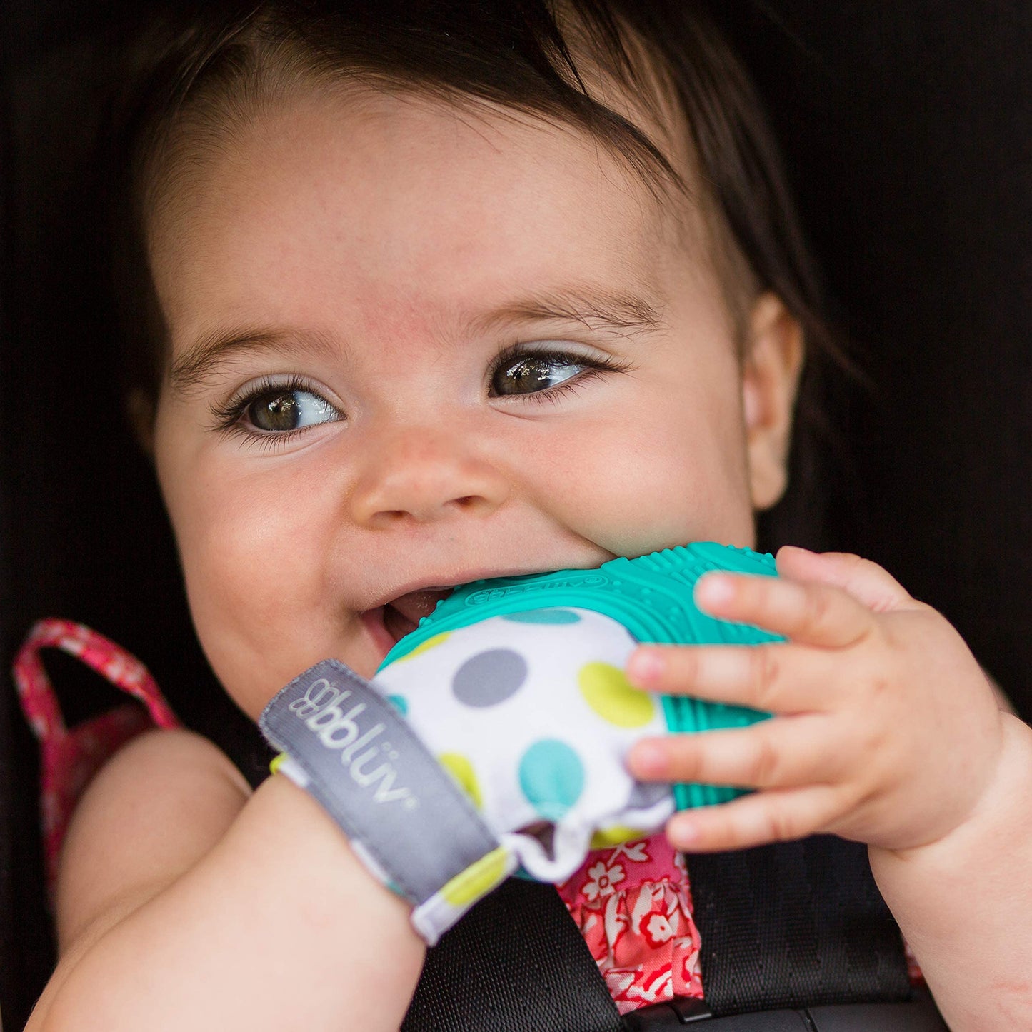 Bblv - Glv - Original Silicone Baby Teething Mitten With Opposable Thumb, Self Soothing Teether Toy, Includes A Storage Bag (Aqu