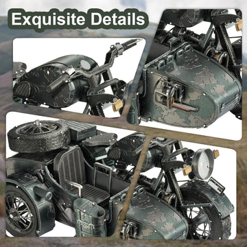 Piececool 3D Puzzles For Adults, Motorcycle With Sidecar Metal Model Building Kits For Family Time, Side Car Diy Assembling Arts And Crafts Best Birthday Gifts
