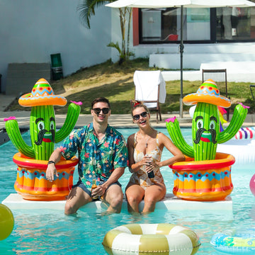 Parentswell 2 Pack Inflatable Cactus Coolers, 47.5'' Inflatable Drink Party Cooler Blow Up Cactus Ice Bucket For Summer Fiesta Cinco De Mayo Pool Party Supplies Mexican Decoration