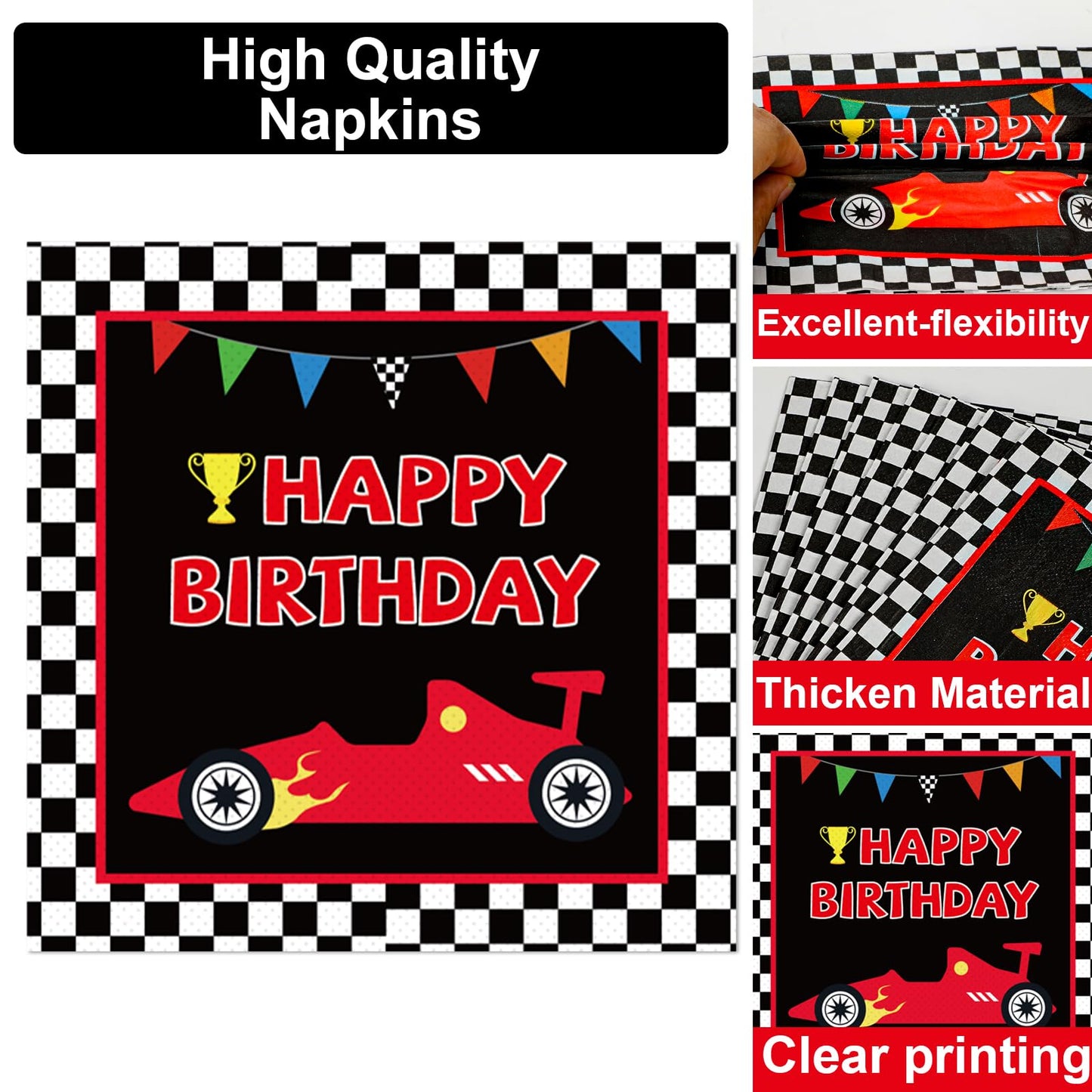 25 Guests Race Car Birthday Party Supplies Plates Napkins Forks Set Disposable Racing Car Tableware Paper Plates Dinnerware For