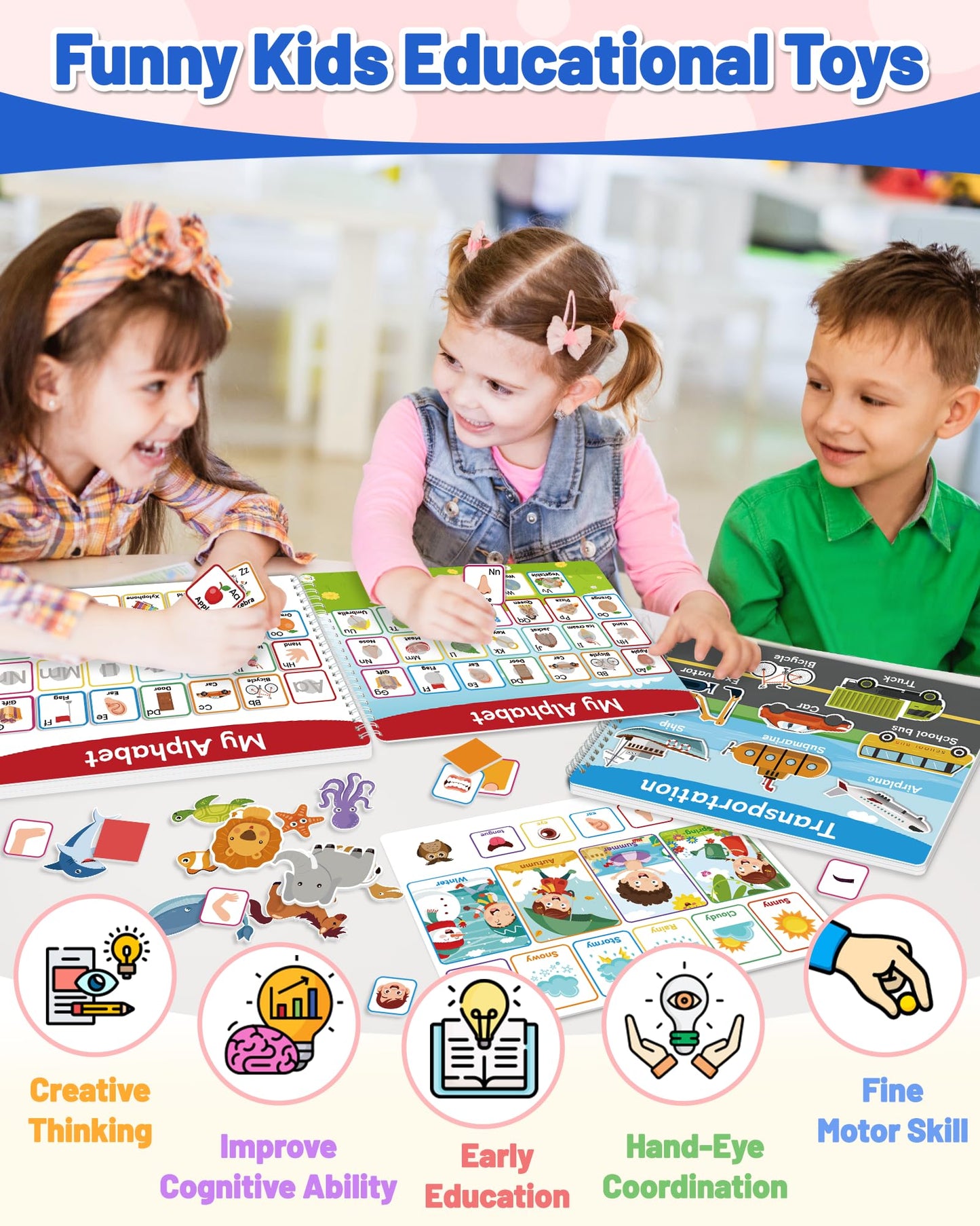 Walenced Busy Book For Toddlers 3-5, Preschool Toddler Learning Activities Book, Educational Montessori Toys For 3 4 5 Year Old