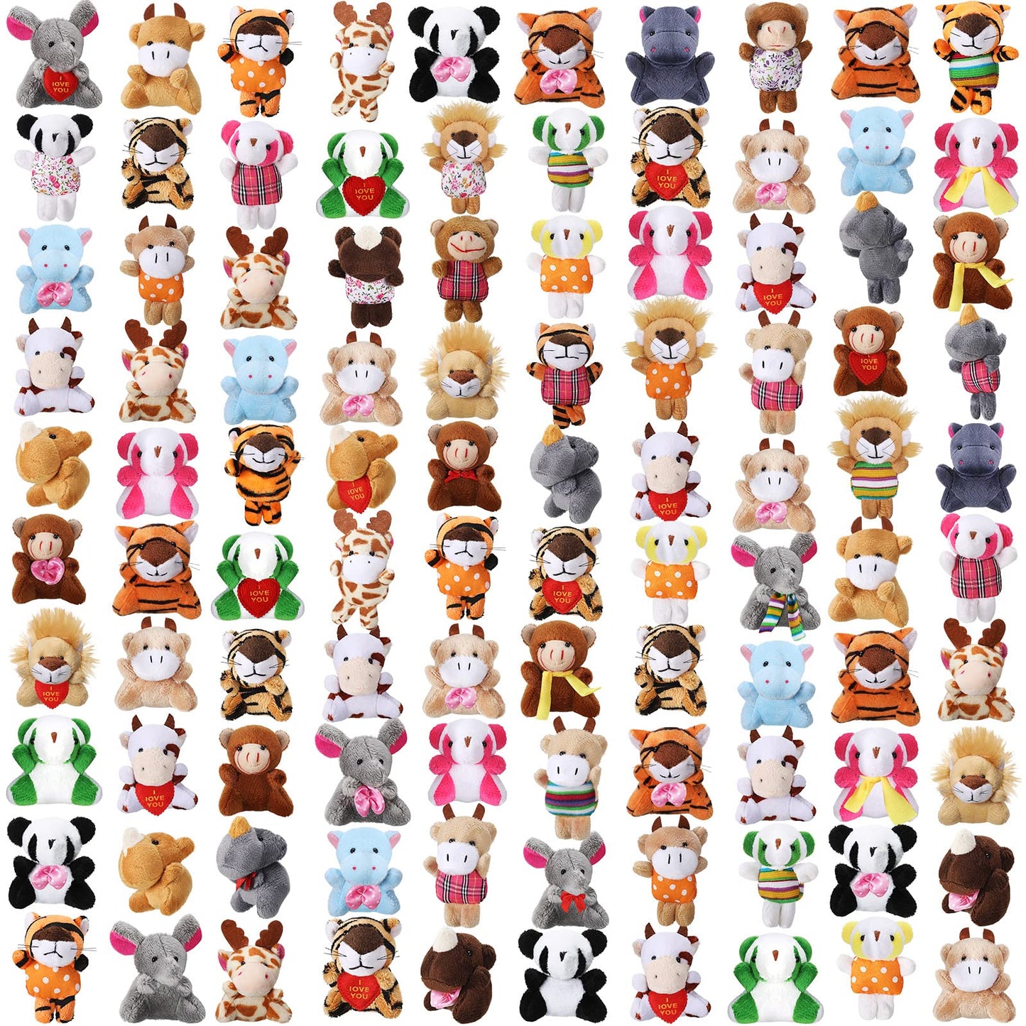 Zhanmai 100 Pcs Mini Plush Stuffed Animal Bulk Small Animal Toys Keychain Party Favors Easter Egg Stuff For Kids Birthday Valentine Carnival Classroom Prizes Gift Goodie Bag Filler (Forest Animals)