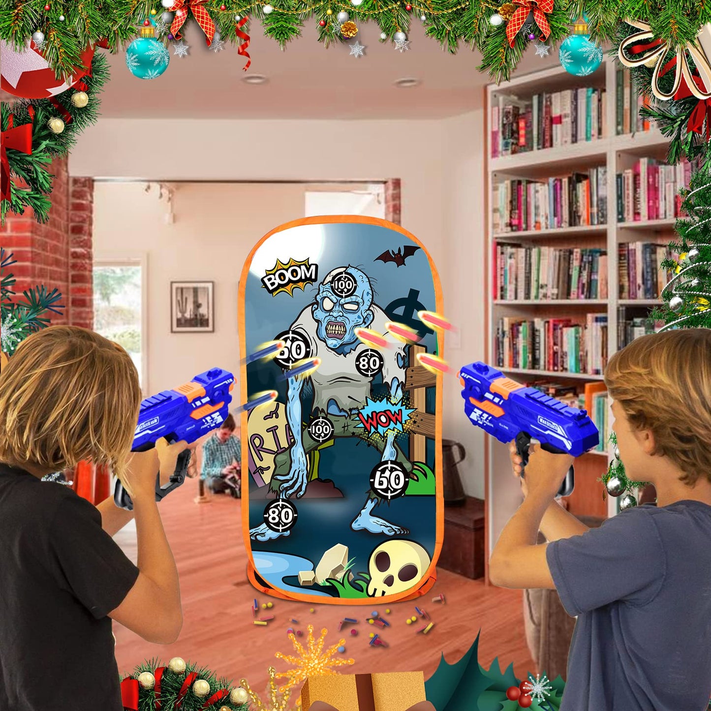 Quanquer Toy Foam Blaster Shooting Practice Target For Nerf Toy Blasters - Zombie Shooting Target Toy Game With Net - Ideal Shooting Games Toy Gift For Boys Girls Indoor Outdoor Activity