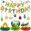 28 Pieces Bugs Party Decorations Spring Bugs Party Banner Bee Ladybugs Hanging Swirls Decor Insect Birthday Honeycomb Centerpiec