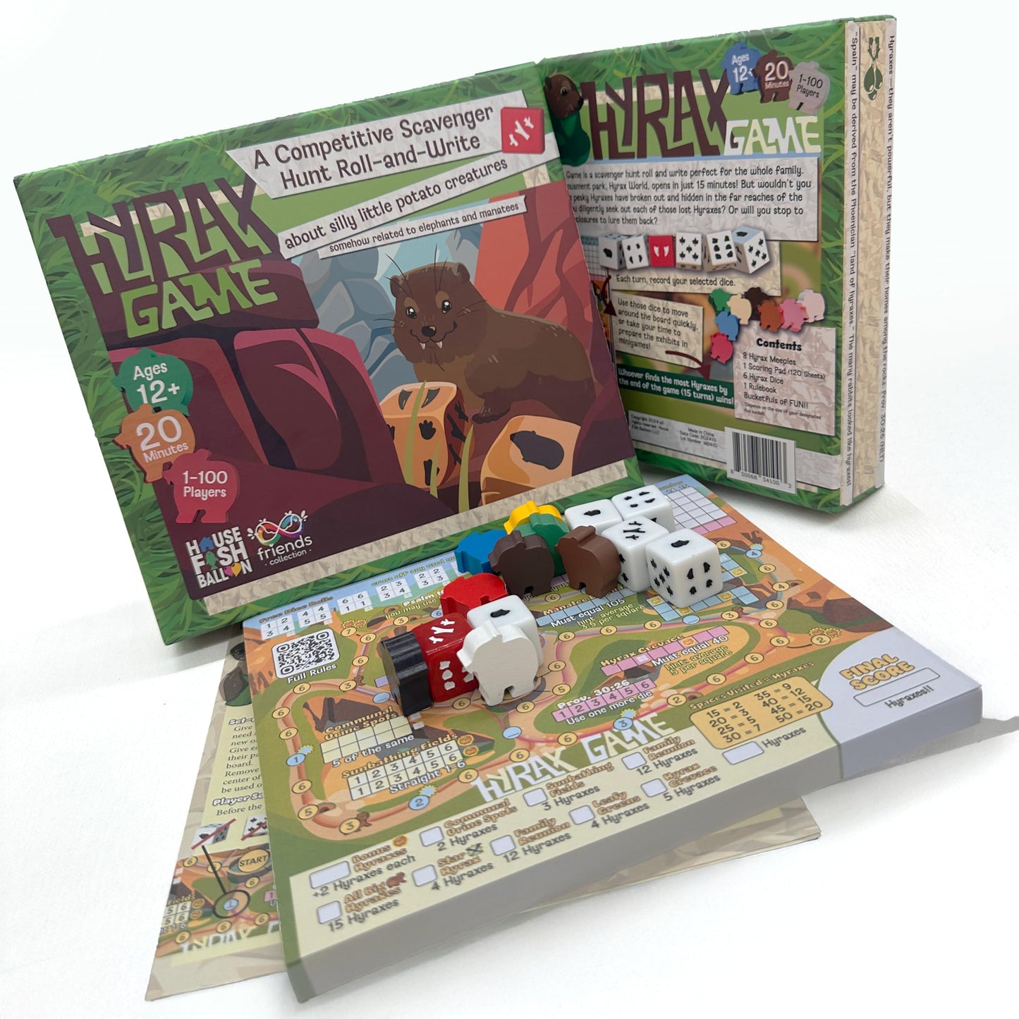 The Hyrax Game | Roll and Write Dice Game About WAWA Potatoes | 120 Pages | 1-99 Players | Family Friendly Board Game | 20 Min G