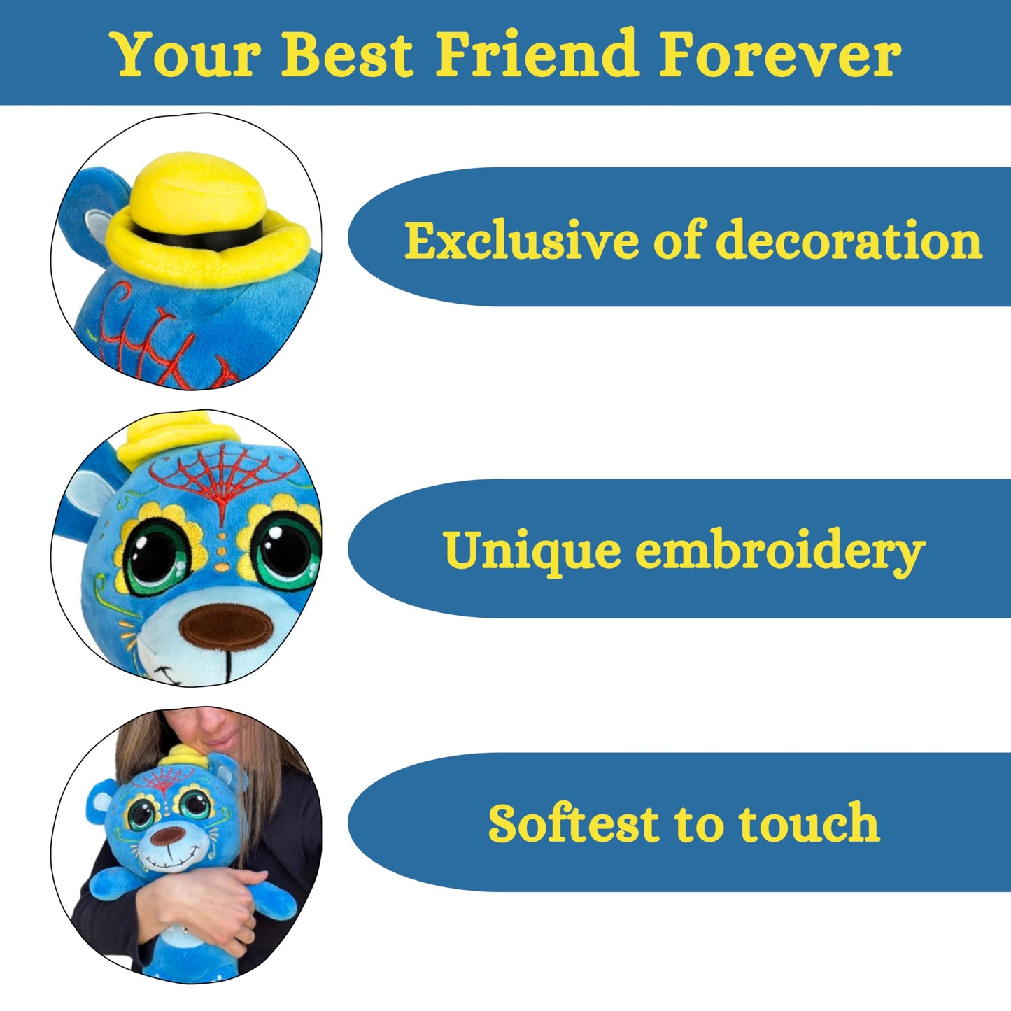 Fluffaroo Sugar Skull Teddy Bear (Mystic Blue)