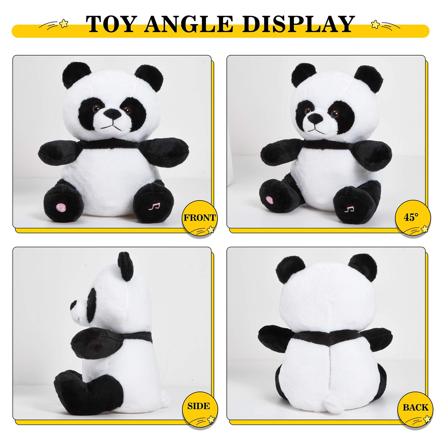 Bstaofy Musical Light Up Panda Stuffed Animal Realistic Led Soft Plush Toy With Night Lights Glow In The Dark Birthday For Toddler Kids
