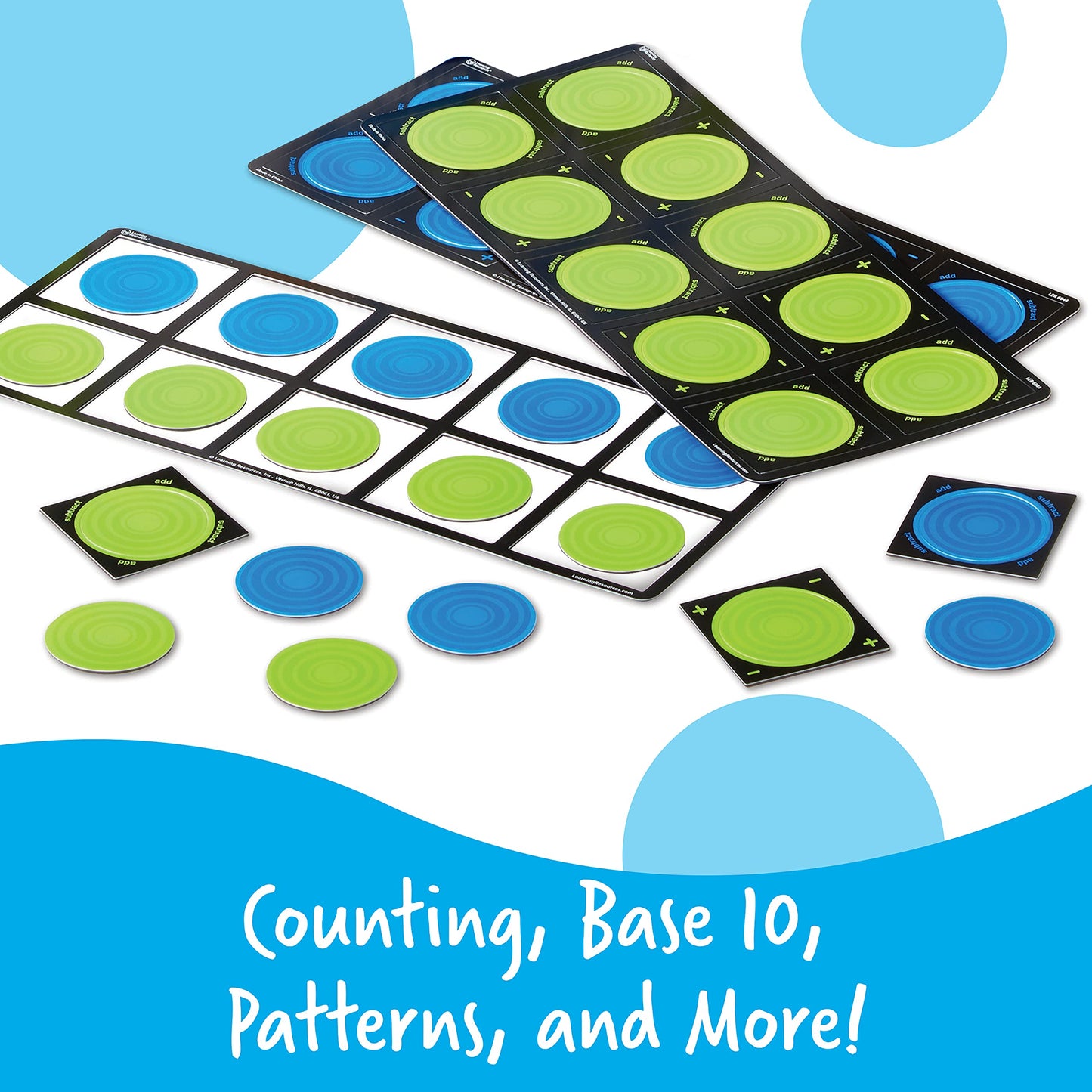 Learning Resources Giant Magnetic Ten Frame Set, Set Of 4, Ages 5+, Classroom Math Set, Magnetic Whiteboard Set, Classroom Demonstration