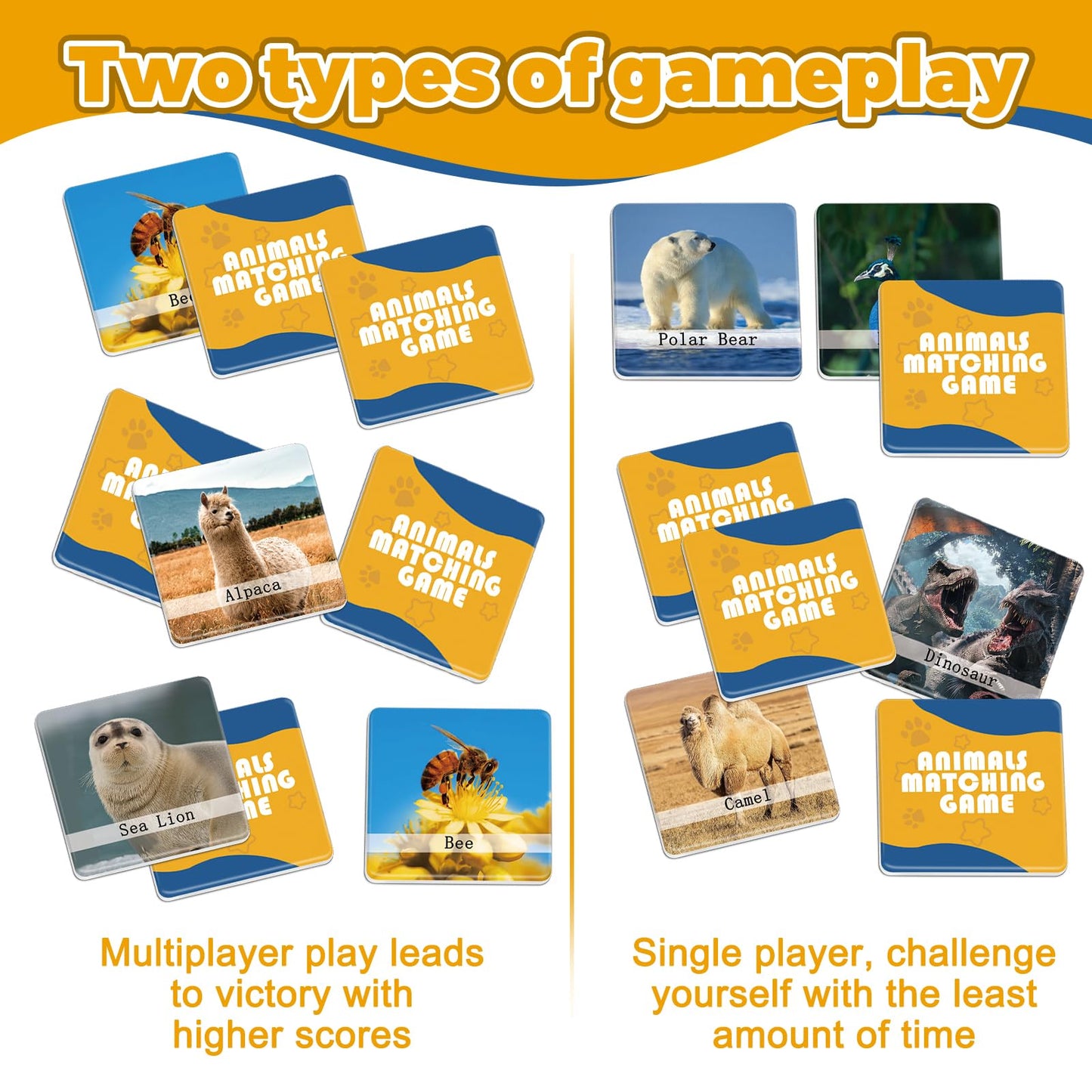 Goldge 120Pcs Memory Match Game For Kids | Animal Theme | Educational Toddler & Preschool Activity | Boys, Girls, & Family Fun |