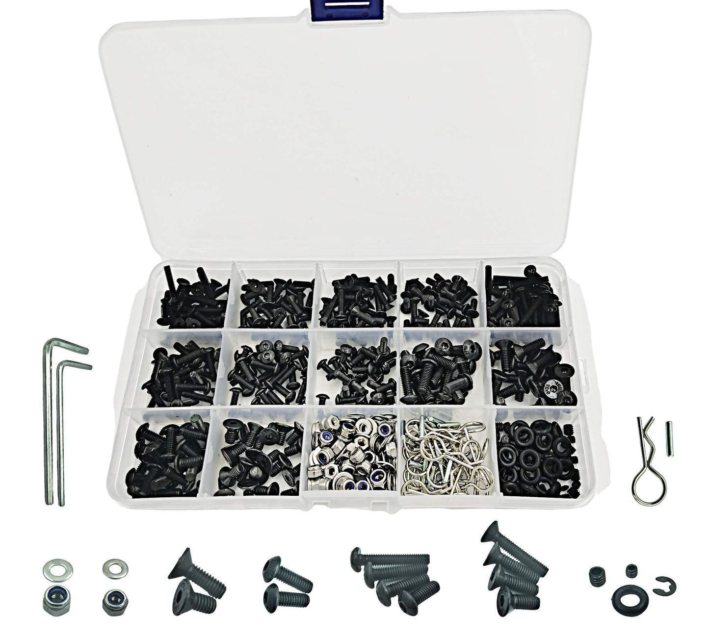 HOPLEX 522PCS RC Screws Kit Reapir Tool Box Set Hardware Fasteners RC Hobby Universal Spare Accessories for Traxxas Tamiya Axial