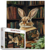 The Rabbit Wearing Glasses Puzzles for mature-themeds 1000 Pieces Retro Library Jigsaw Puzzle for mature-themed Collection Cute Bunny Reading Books Jigsaw Puzzles as Gift for Animal Lovers