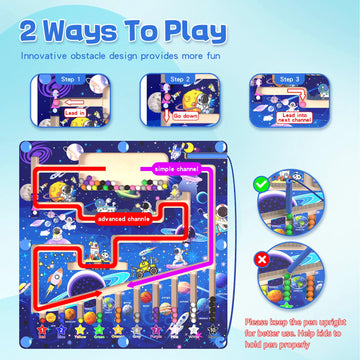 Magnetic Color And Number Maze - Montessori Toys For 3+ Year Old - Wooden Color Matching Learning Counting Puzzle Board -Toddler