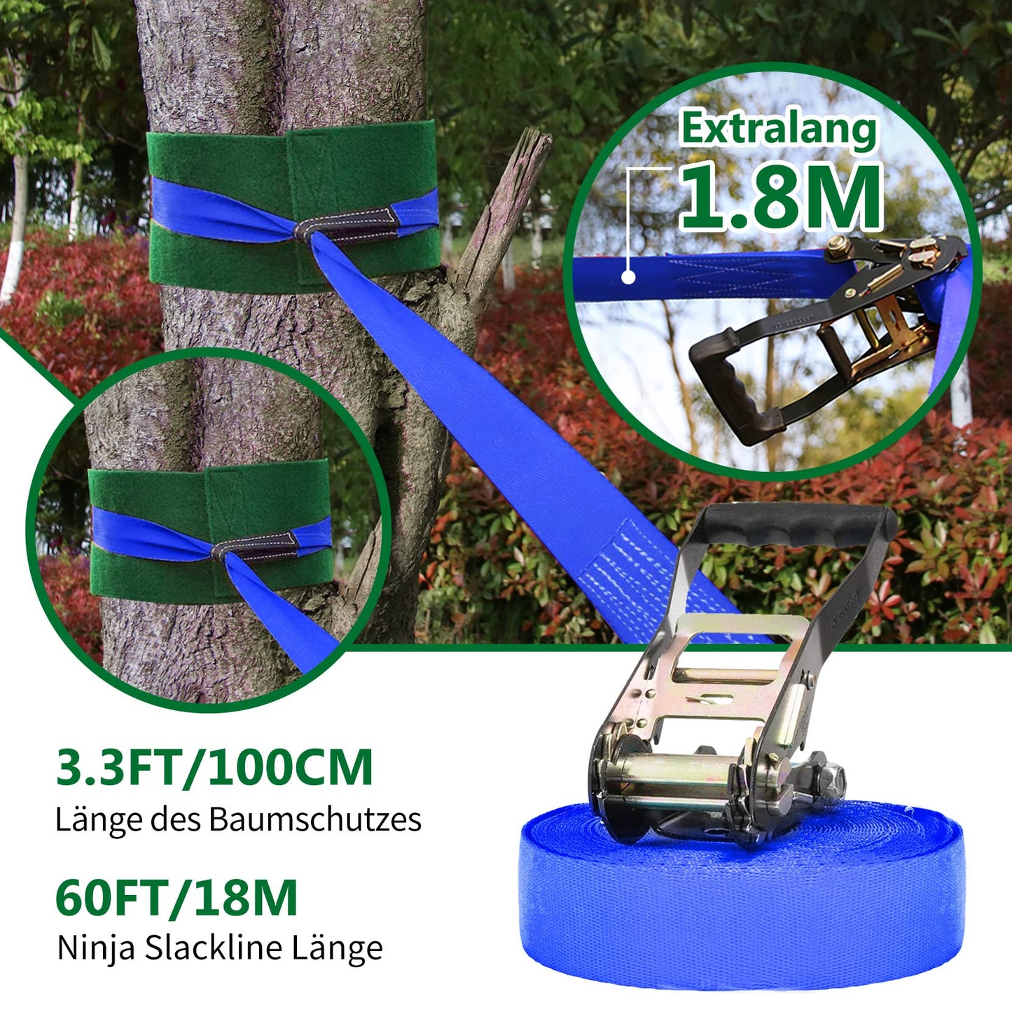 Dripex Ninja Warrior Obstacle Course For Kids - 60Ft Ninja Lines With Most Complete Accessories For Kids, Swing, Trapeze Swing, Ninja Wheel, Webbing Ladder Plus Climbing Rope Swing
