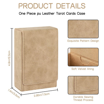 Buweeo Tarot Card Case/Holder, Single Deck Pu Leather Card Holder For Most Standard Size Tarot Cards Or Playing Cards, Light Bro