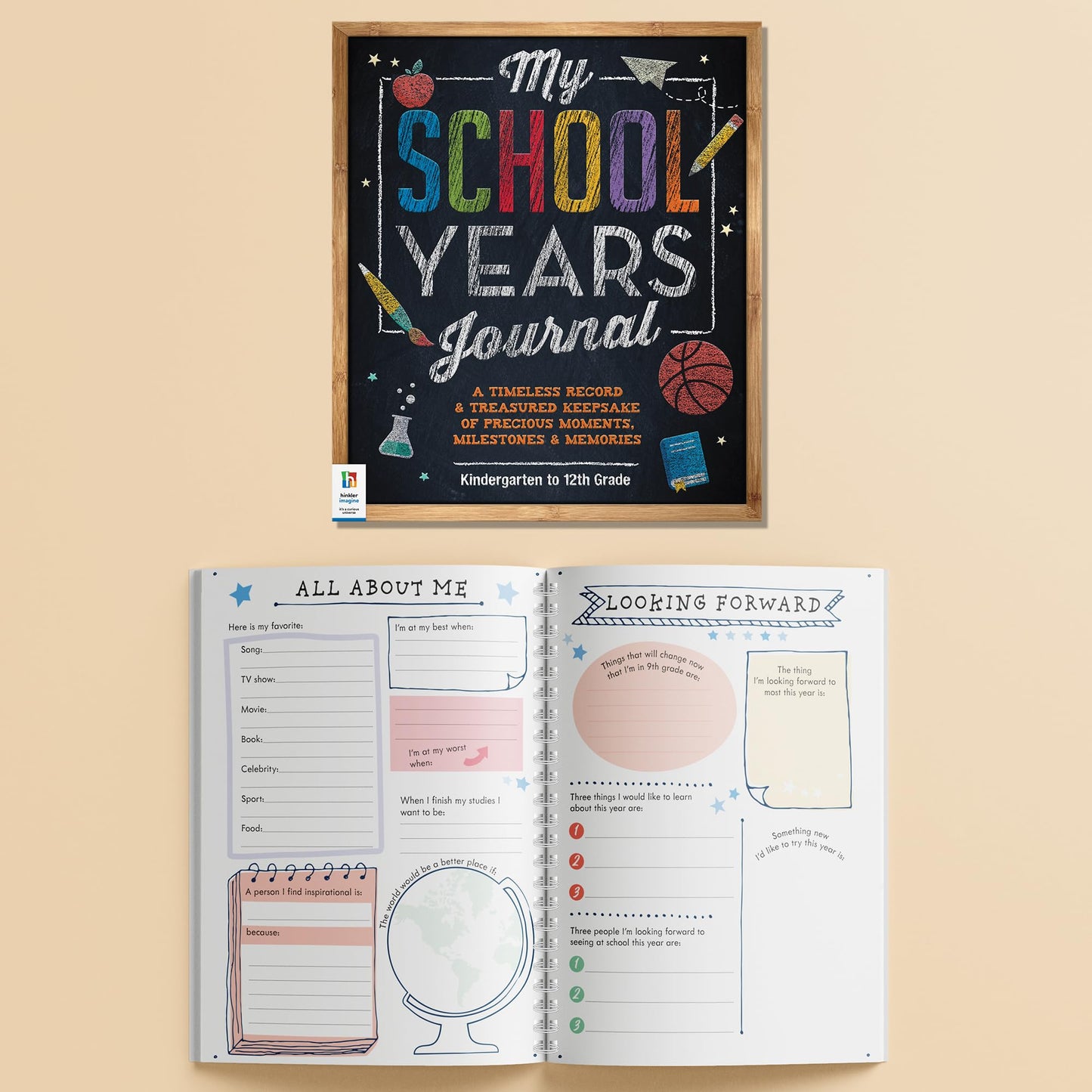 Hinkler: My School Years Journal - Preserve Memories of Children Kindergarten to Grade 12 Store Certificates & Medals Comes with Height Chart