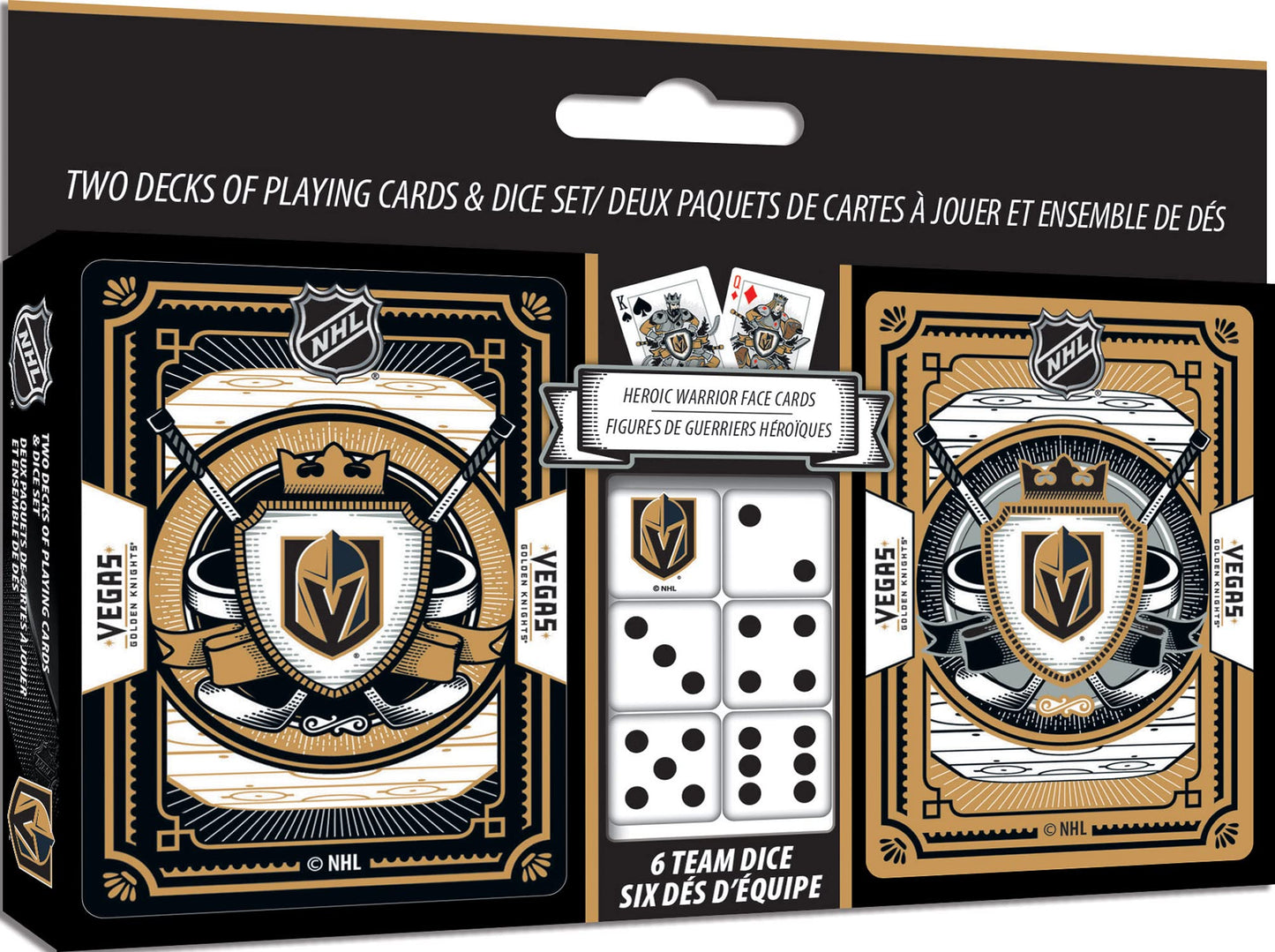 MasterPieces Game Day - NHL Vegas Golden Knights 2-Pack Playing Cards & Dice Pack - Officially Licensed Set for Adults and Famil