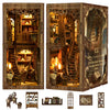 Book Nook Kits for mature-themed DIY Miniature House Kit 3D Wooden Puzzles Miniature House Booknooks Dollhouse Bookend Bookshelf Insert Decor with LED Light Gift - Ancient Book Collection Room