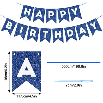 Blue Happy Birthday Banner Birthday Sign Blue Happy Birthday Decorations For Backdrop Garland Bunting Banner For Boys Men Baby 1St Birthday Party Supplies Wall Door Banner Flag