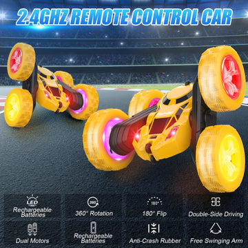 Hamdol Remote Control Car, 360 Rotating 2.4GHz Fast Stunt RC Cars for Kids, Boy Toys Ages 6 7 8 9 10 Year Old, Gifts for Boys an