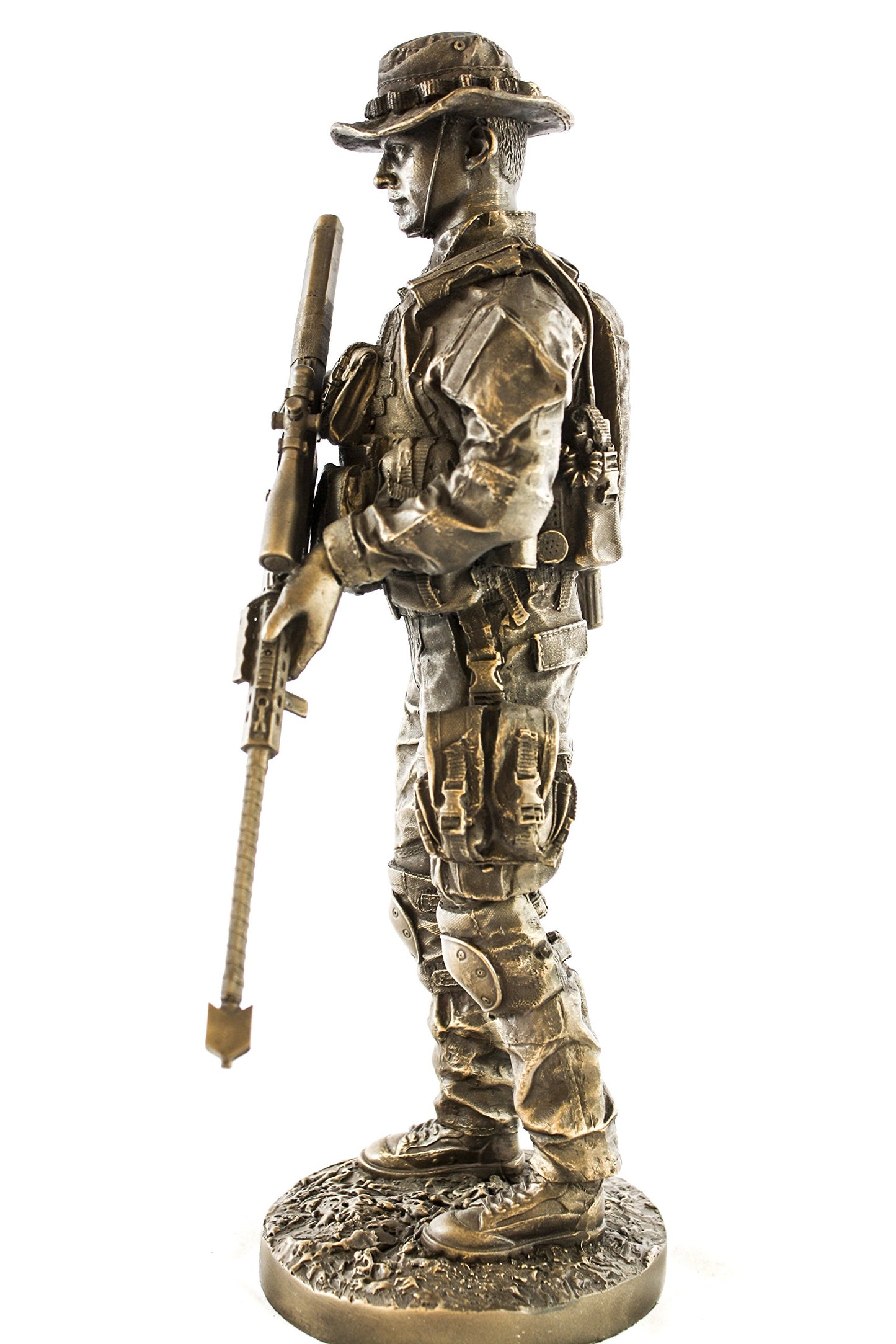 Ytc Sniper 13' Bronzed Resin Military Statue #8088 Modern Era Sniper .50 Cal Barrett M82