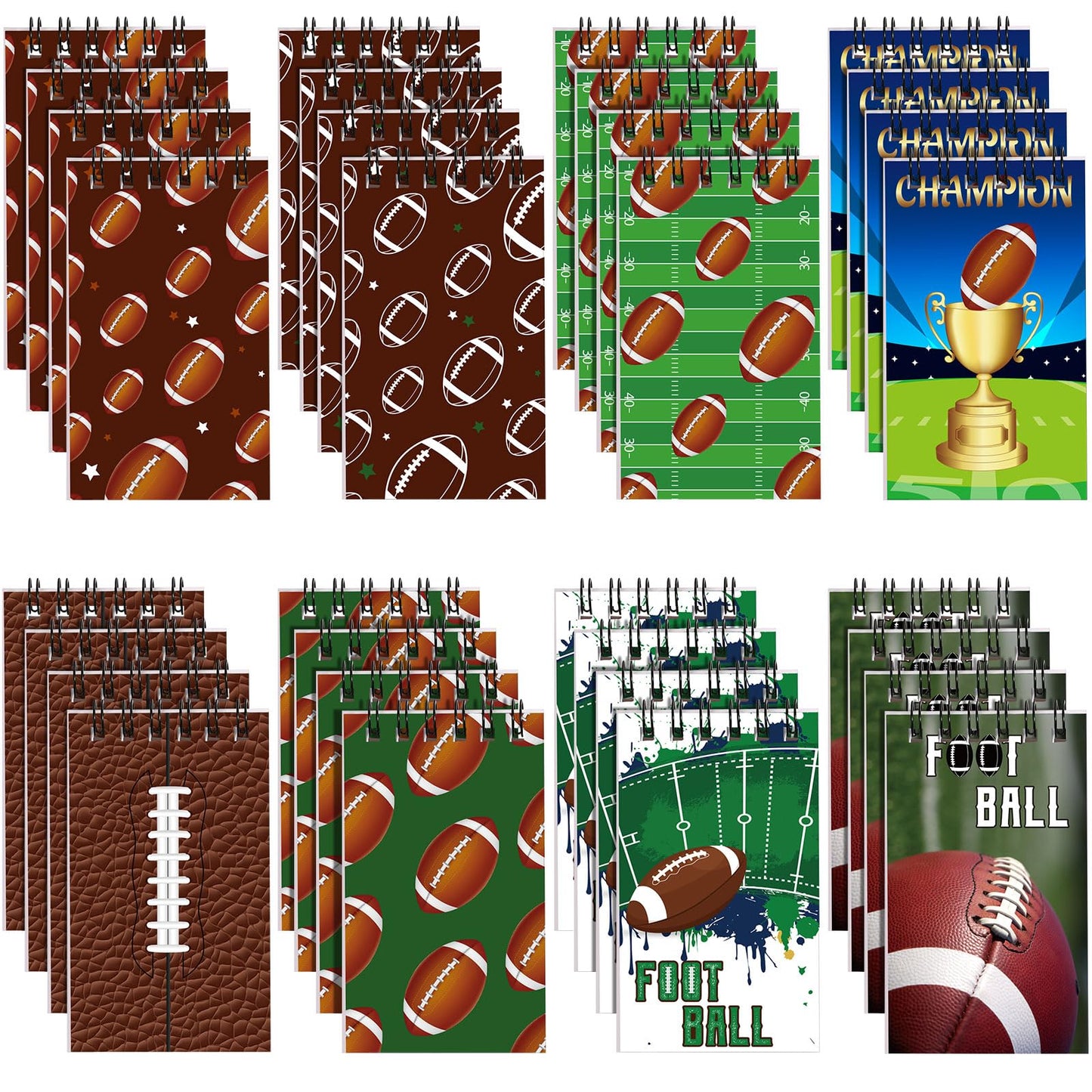 Faccito 32 Pcs Mini Notepads Sports Basketball Baseball Football Soccer Party Favors Goodie Bag Stuffers Notepads Spiral Mini No