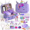 Kids Makeup Kit for Girl - 2 In 1 Kids Washable Makeup Toys & Nail Art Kit with Unicorn Cosmetic Case, Kids Play makeup for Girl