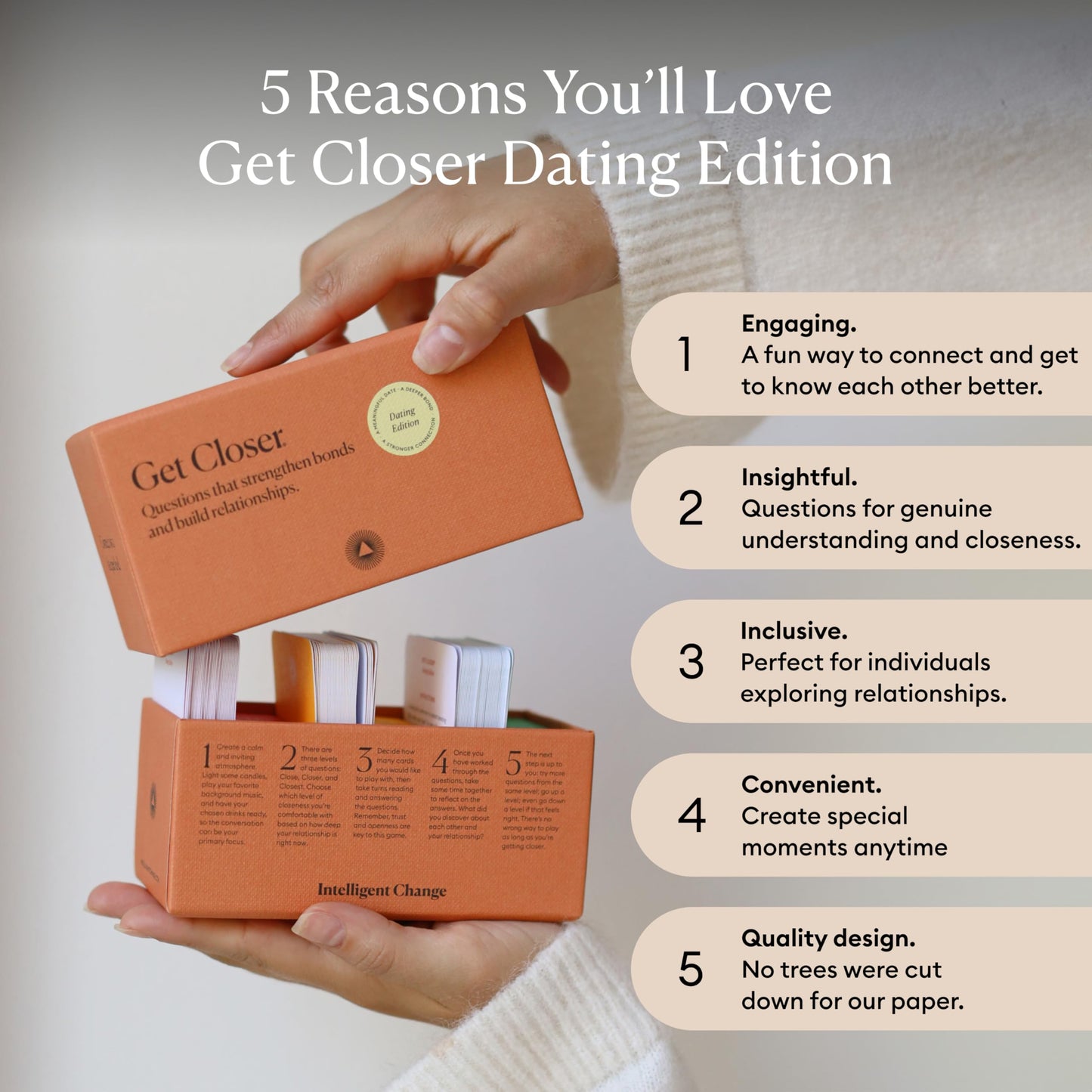 Intelligent Change Get Closer Dating Edition Card Game Conversation Starters - Question And Answer Games - Fun Card Game For Dating Couples, Date Night Activity (Dating Edition)