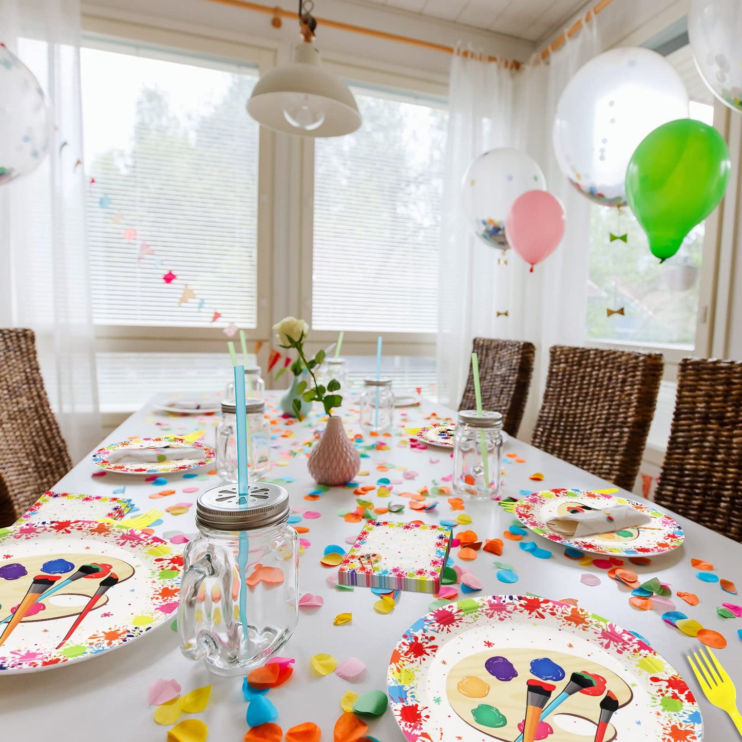 96 Pcs Art Plates And Napkins Party Supplies Paint Tableware Set Painting Theme Party Decorations Favors For Art Paint Birthday
