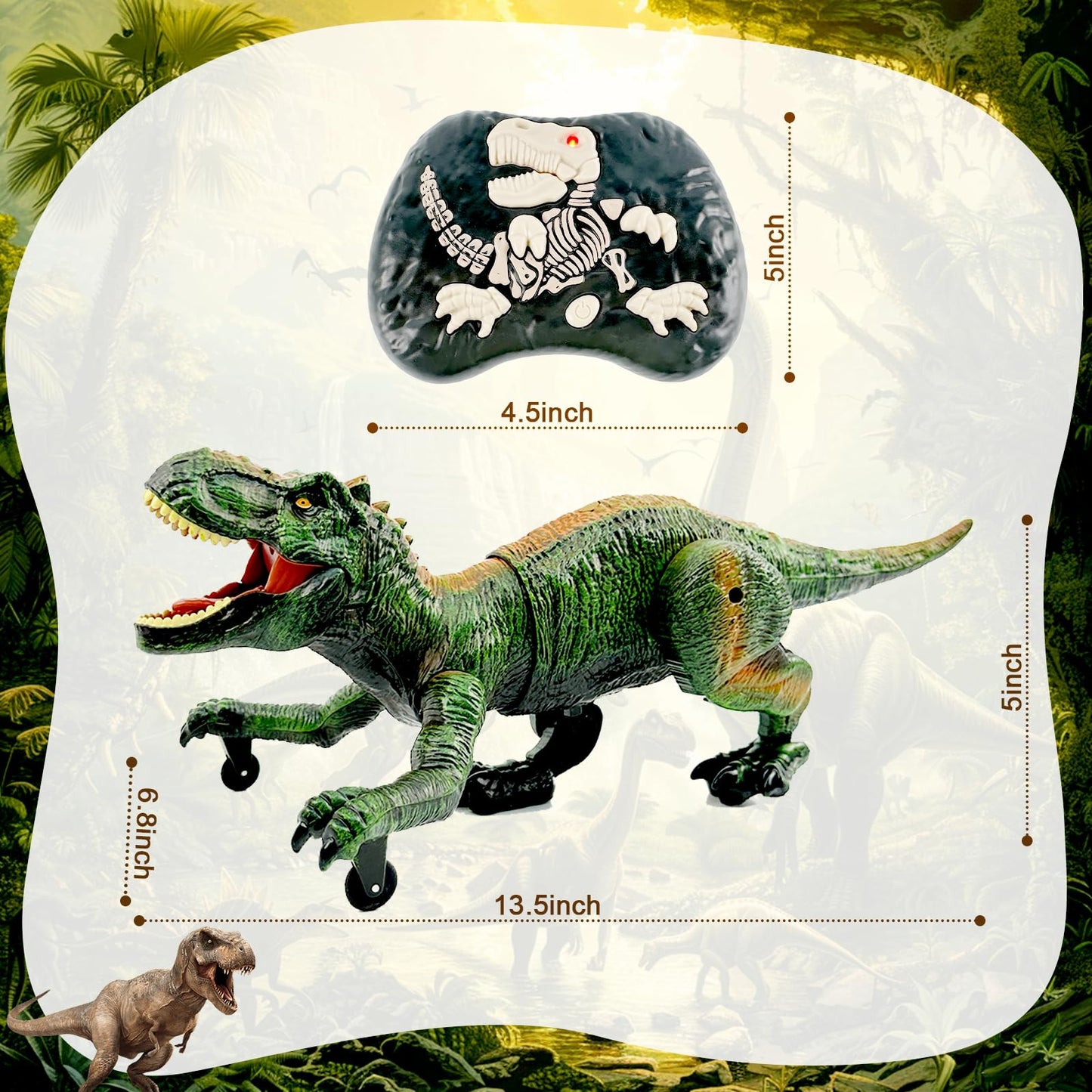 Talgic Remote Control Dinosaur For Boys 4-7, Robot Dinosaur Toys For Kids 5-7, Rc Dinosaur With Realistic Legs & Spray Stream,Remote Dinosaur Toys For Kids3 4 5 6 7 Year Old Boy Birthday Gift (Green)