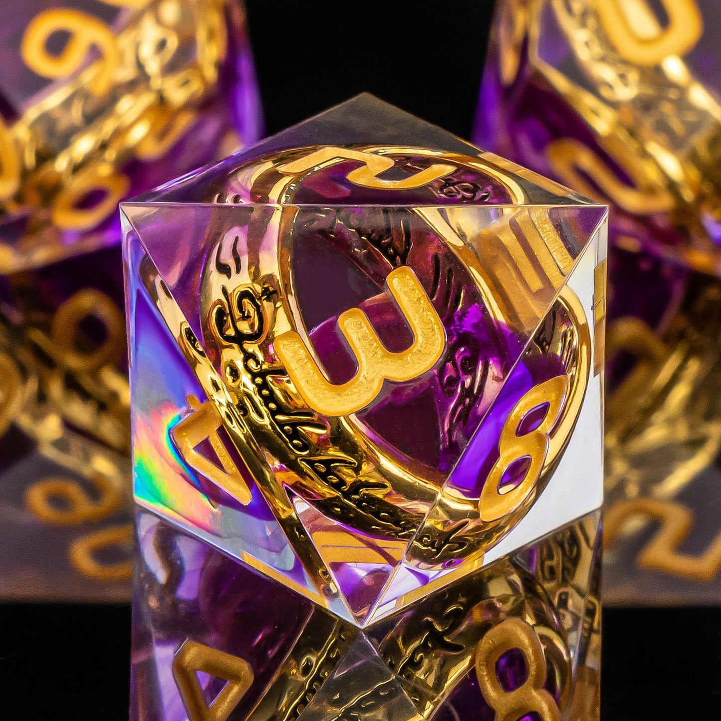 OUKELANWO Magic Lord of The Rings DND Dice Set D&D with Gifts Box, Purple Resin Dungeons and Dragons Role Playing Gaming Dice, P