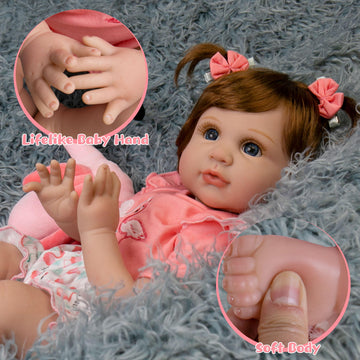 Ekokiz Realistic Baby Doll 22-Inch Lifelike Newborn Baby Doll Soft Cloth Body Real Life Baby Dolls With Clothes And Toy Accessor