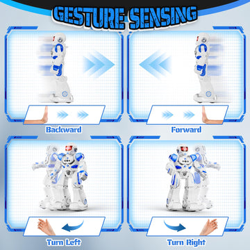 Fafugania Robot Toys For Kids, Remote Control Robot With Programmble Walking & Dancing Adjustable Volume Rc Gesture Sensing Smart Robot Toy For Ages 3 4 5 6 8 10 12 Boy Girl Ideal Blue