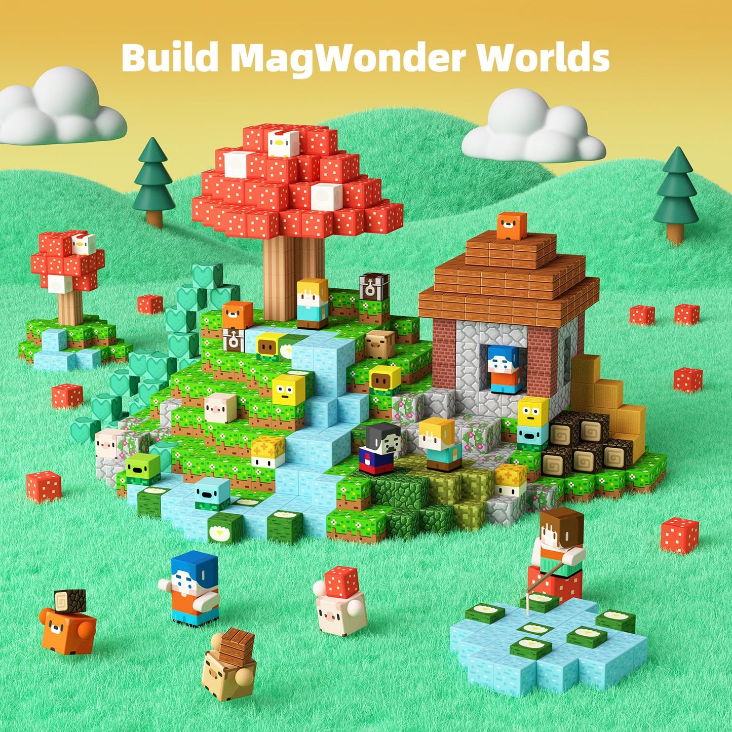 Gobidex 100Pcs Magnetic Blocks Kid Building Toys For 3+ Years Old Boys Girls, Upgraded Build Magwonder World With Stem Magnets T
