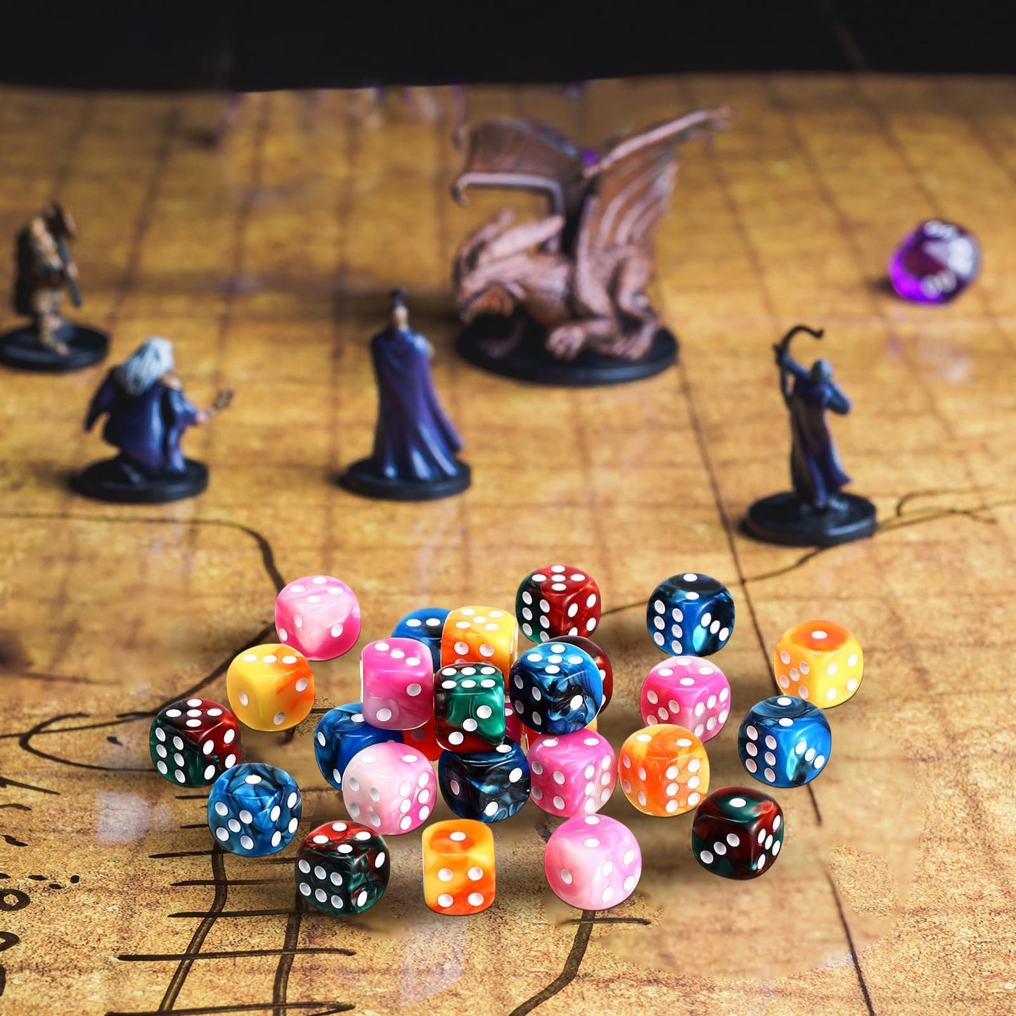 Foilswirl 144 Pieces 12Mm 6 Sided Mini Dice Set For School Classroom Table Games Marble Two Colors D6 Game Standard Dice With Po