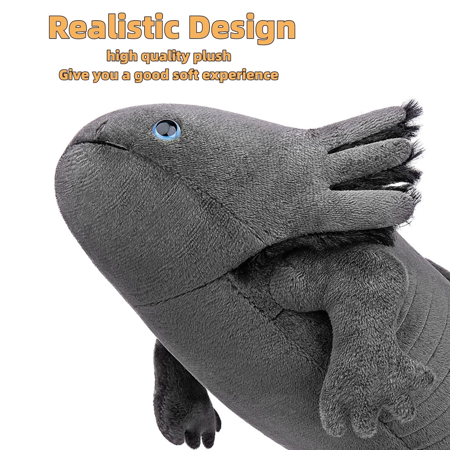Frankiezhou Giant Axolotl Plush- Grey,31.5' Lifelike Axolotl Stuffed Animal, Soft Plush Stuffed Animalplush Animals, Axolotl Plush, Gifts For Boys Girls