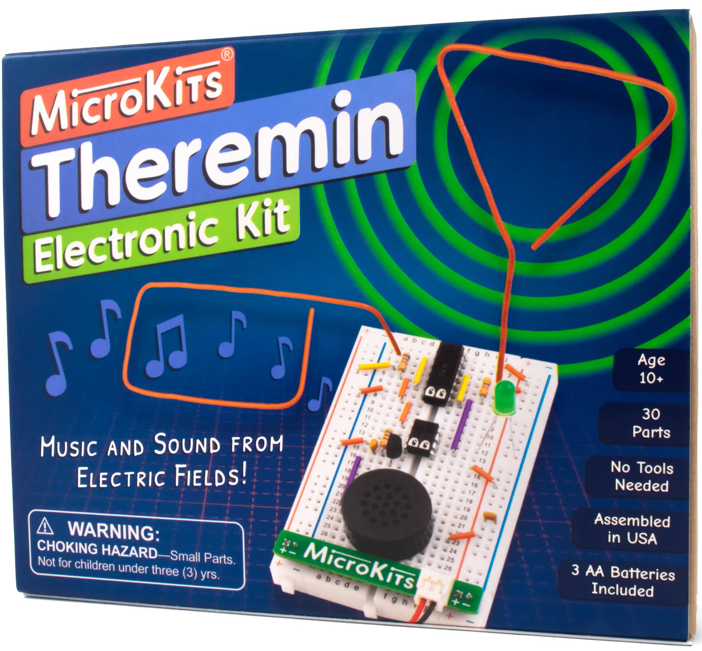 Microkits Theremin Electronics Kit | Educational Electronic Music Steam/Stem Kits For Kids Or Grown Ups| No Tools Needed Easy To
