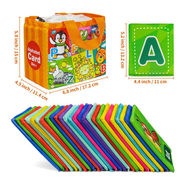 Dr.Rapeti Soft Alphabet Cards For Baby Infant Toddler Kids 26Pcs Abc Alphabet Cards 26 Letters Flash Cards With Storage Bag Washable Non-Toxic Early Learning Toy Baby Bath Toy