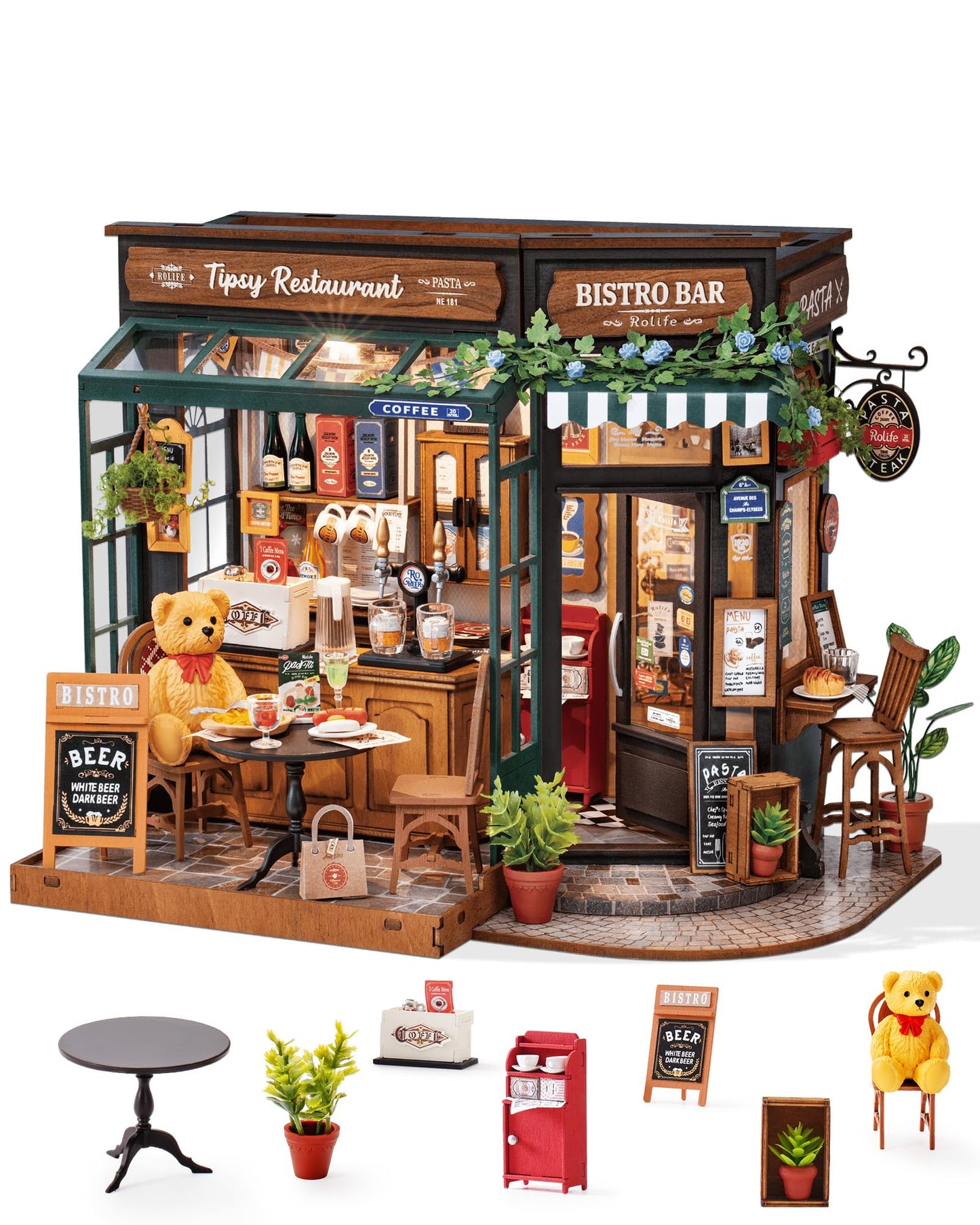 Robotime Diy Tiny House Kit, Miniature House Kit For Adults To Build, Mini House Kit With Furniture, Halloween/Christmas/Birthda