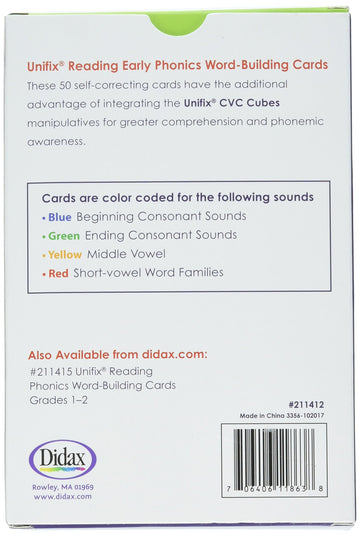Didax Unifix Reading: Early Phonics Word-Building Cards Small