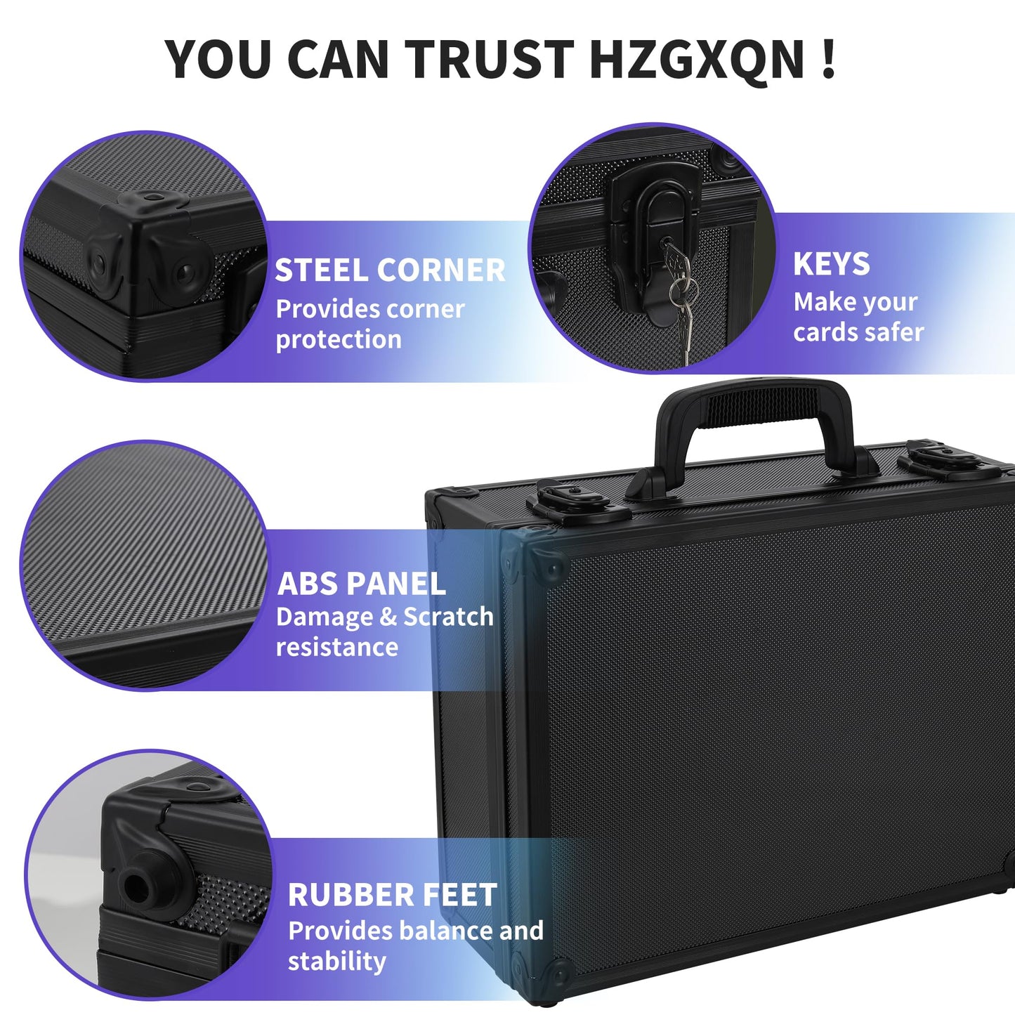 HZGXQN Toploader Storage Box - Black XL Hard Case for 3 x 4 35pt Trading Cards, Holds 600+ Top Loaders, Durable Card Storage Solution