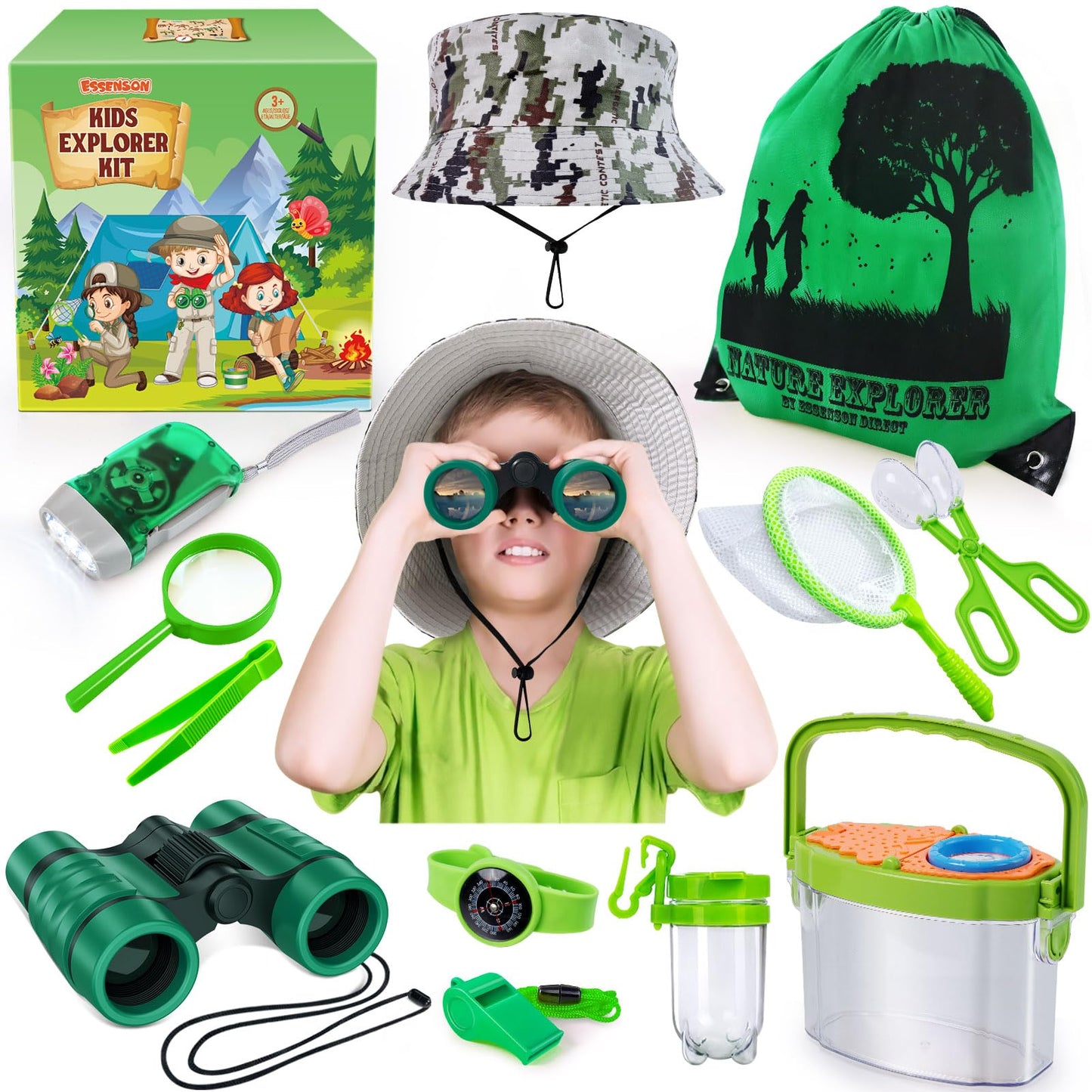Essenson Bug Catcher And Kids Explorer Kit, Outdoor Bug Catching Explorer Adventure Kit With Binoculars, Summer Outdoor Toys For