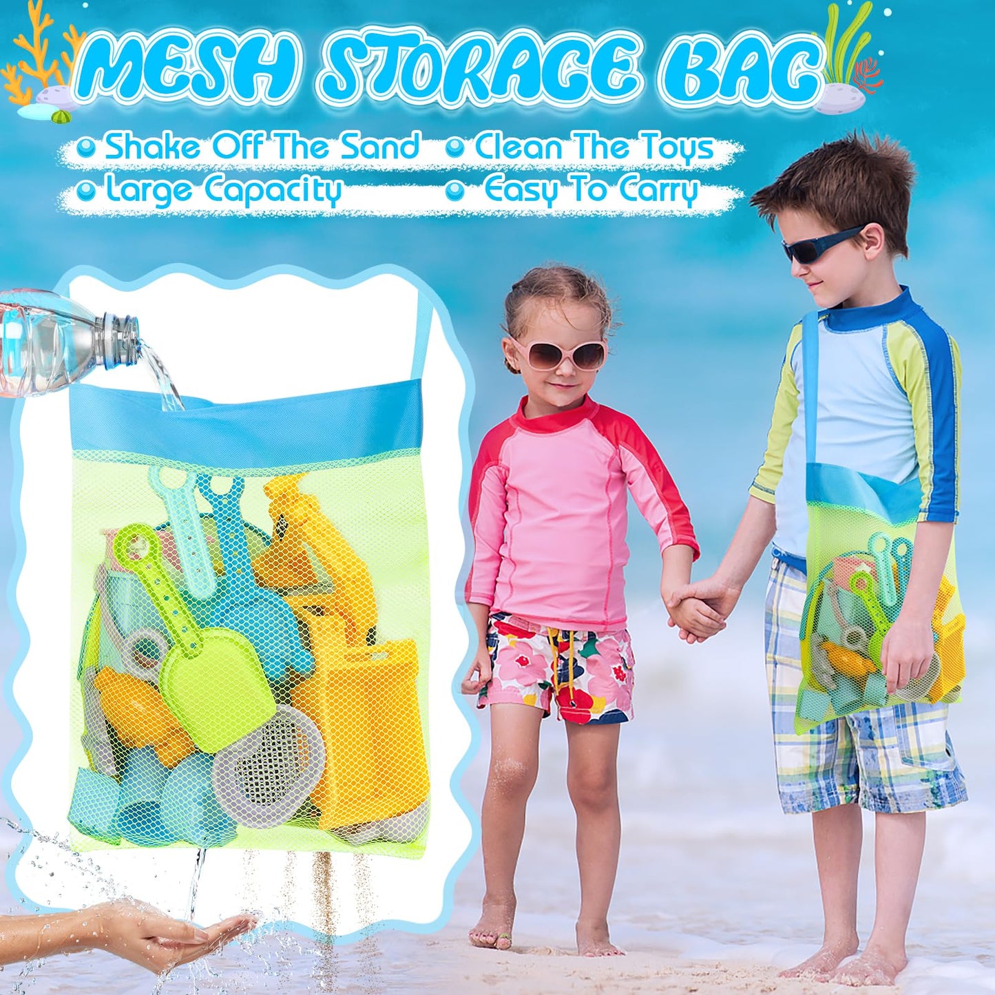 FHOZGECY Beach Toys, 21Pcs Sand Toys, Sandbox Toys with 2 in 1 Beach Truck, Collapsible Sand Bucket, Sand Castle Toys, Animal Mo